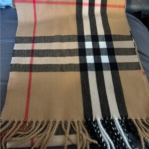 Burberry Camel and Red Check Scarf